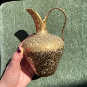 Elegant Gold Floral Etched Pitcher
